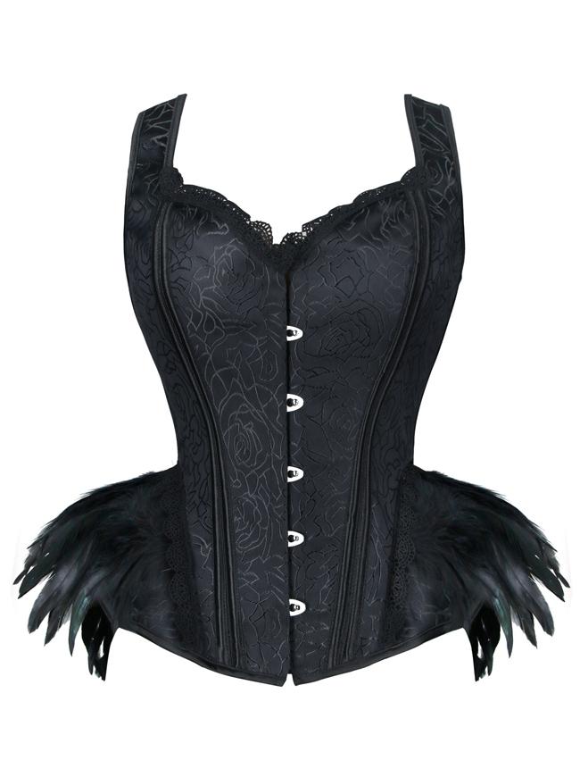 Women's Gothic Lace Up Boned Overbust Bustier Corset Top with