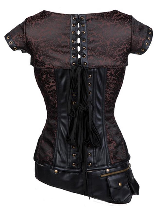Goth Steel Boned Steampunk Retro Brocade Halloween Costume Corset with  Jacket and Belt - United Corsets