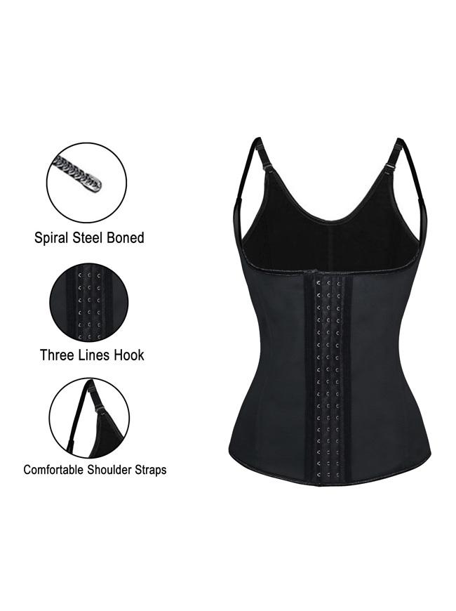 Women 3-Hooks Latex Waist Trainer/Cincher/Corsets Body Shaper Underbust  Sport Girdle 9 Steel Boned Belly Slimming Shapewear Belt