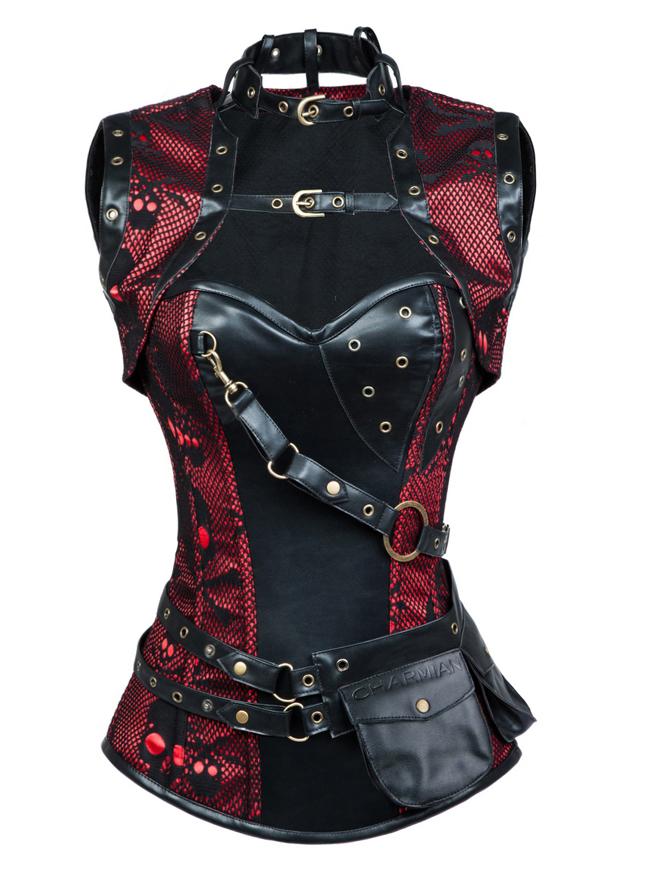 Steampunk Gothic Brocade Steel Boned Bustier Corset with Buckle – Charmian  Corset