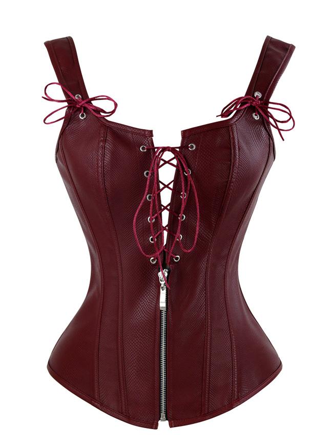 Steampunk Leather Bustier Corset With Steel Boning And Lace Up