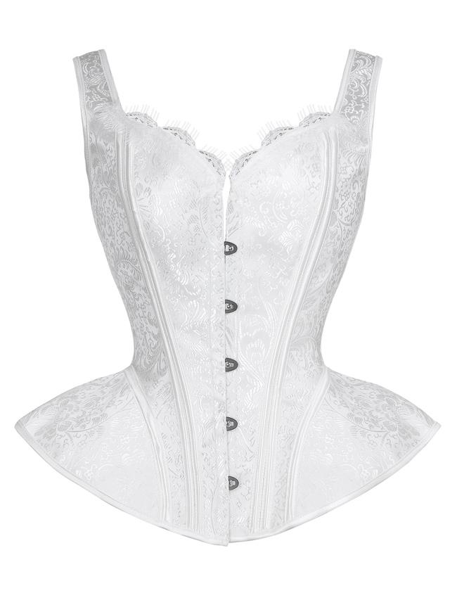 Victorian Gothic Jacquard Bustier Overbust Corset with Straps - United ...