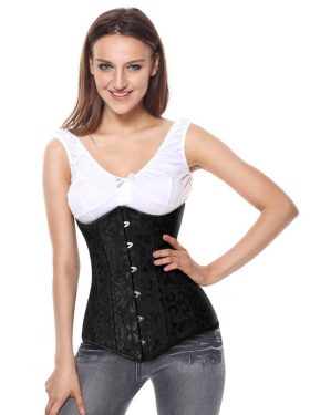 Faux Leather Waist Cincher Stretch Underbust Waspie Lace Up Shaper